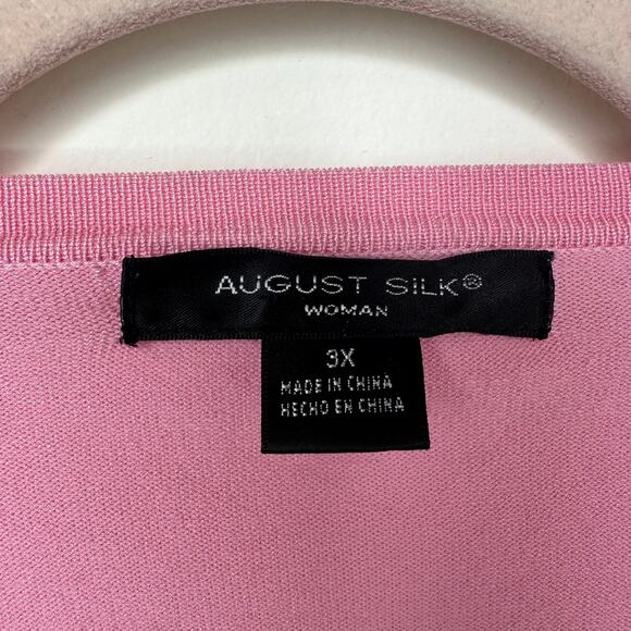 3X August Silk Bubblegum Pink Silk Blend Cardigan Sweater Y2K Preppy Luxury Soft - Picture 3 of 6